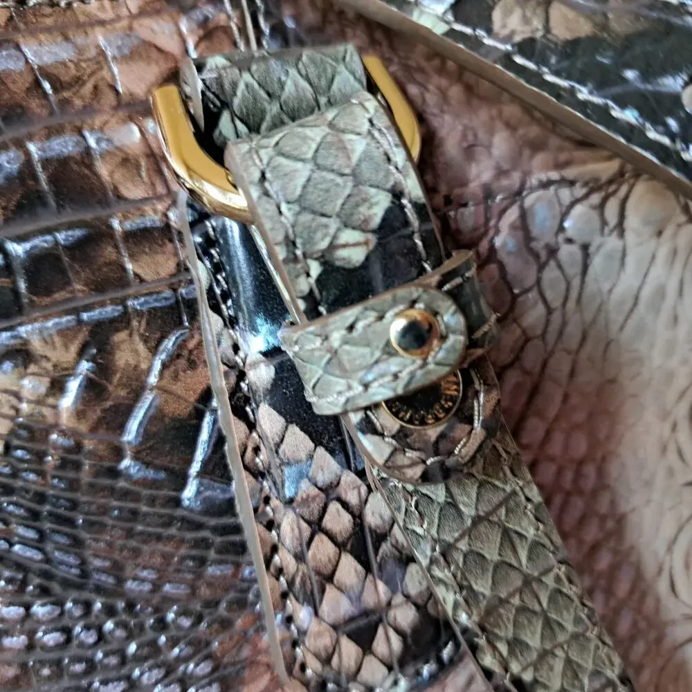 Brahmin Ashlee Tote Bag Diamondback Ombre Snake Crocodile Embossed Leather